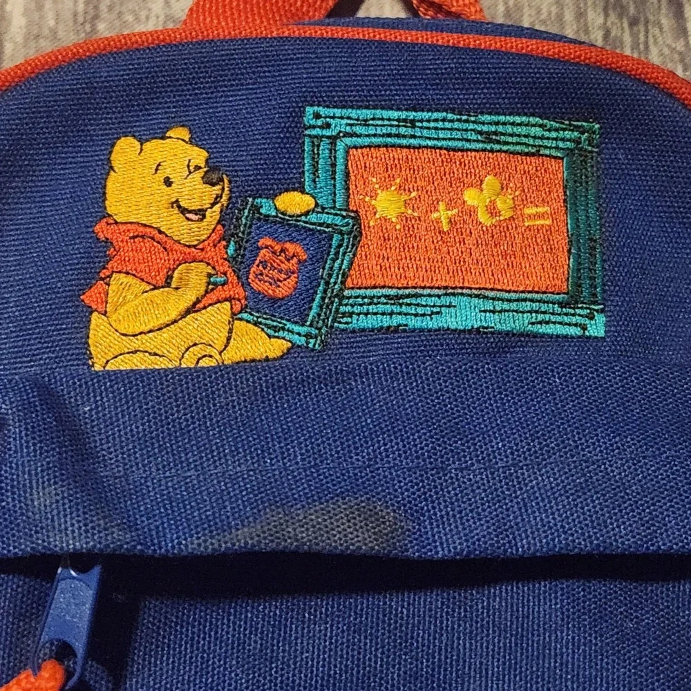 Vintage Disney Winnie the Pooh Mini‎ Backpack Kid School Bag Blue Red